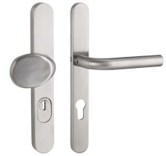 SKG3 PC72 knop/kruk L op ovaal smal schild PRIO + kerntrekbeveiliging rvs