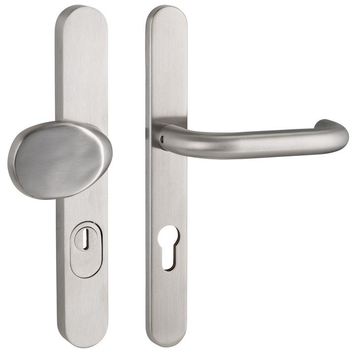 SKG3 PC72 knop/kruk U op ovaal smal schild PRIO + kerntrekbeveiliging rvs