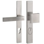 SKG3 PC72 knop/kruk Metro links op rechthoekig smal schild PRIO + kerntrekbeveiliging rvs