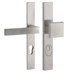 SKG3 PC72 knop/kruk Metro links op rechthoekig smal schild PRIO + kerntrekbeveiliging rvs