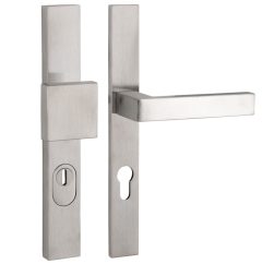 SKG3 PC72 knop/kruk Metro rechts op rechthoekig smal schild PRIO + kerntrekbeveiliging rvs