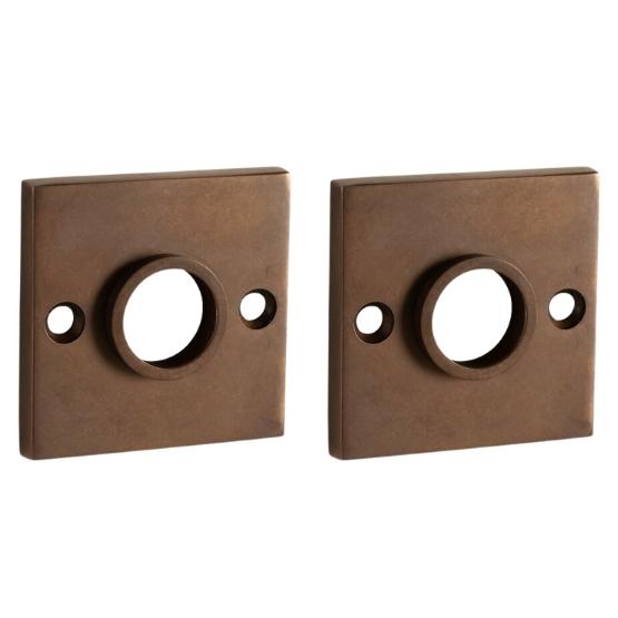 Set van twee krukrozetten Bauhaus messing antiek brons