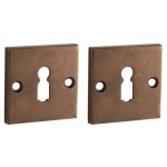 Set van twee Sleutelplaatjes Bauhaus messing antiek brons