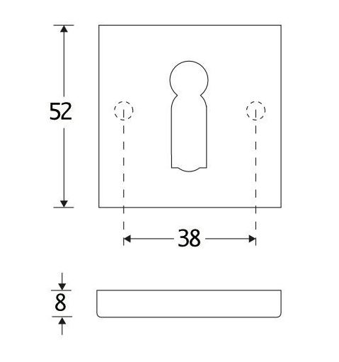 Set van twee Sleutelplaatjes Bauhaus verdekt messing antiek brons - Afbeelding 2