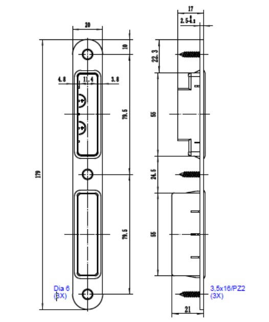 Badkamer/toilet slot WC72/8 magnetisch inclusief sluitplaat 20x235mm rvs voorplaat - Afbeelding 4