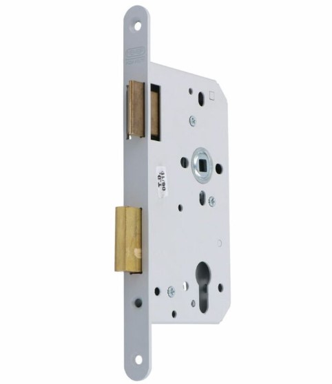 Nemef insteekslot 649 DIN rechts PC72 met afgeronde voorplaat wit gelakt