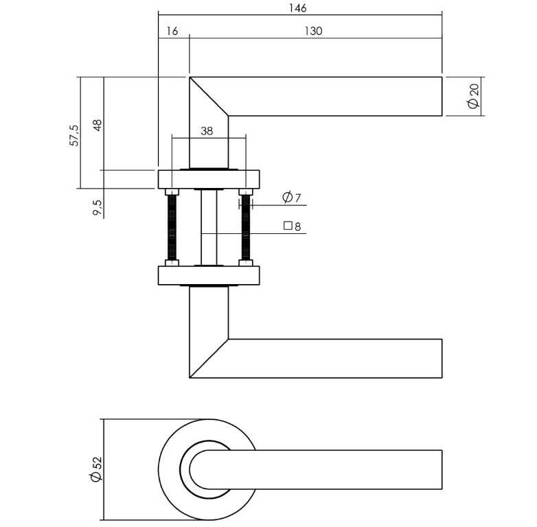 Intersteel deurbeslag set WC-slot 63/8 mm zwart + Deurklink Bastian en WC-sluiting zwart - Afbeelding 2