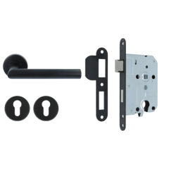 ODShop set cilinder dag en nachtslot + deurklink Modern haaks & cilinderplaatjes