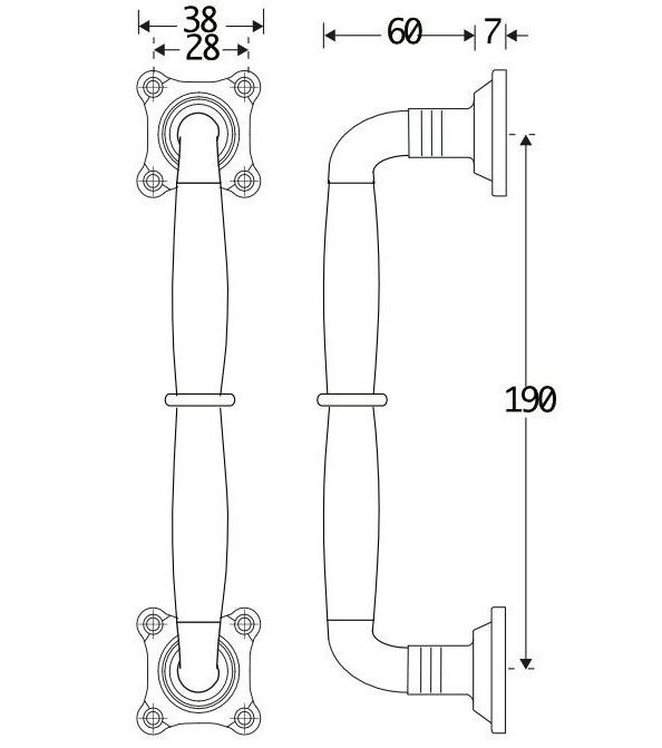 Deurgreep Bonton ebben 190mm glans nikkel - Afbeelding 2