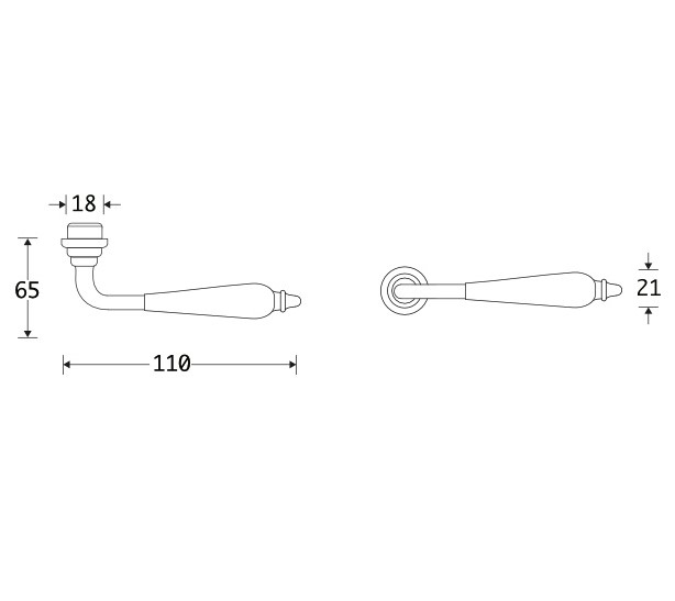 Deurklink Antique ebben messing ongelakt - Afbeelding 2