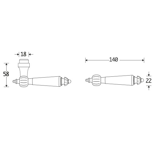 Deurklink Nouveau ebben messing ongelakt - Afbeelding 2