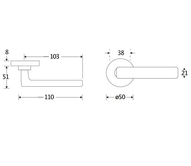 Deurklink op geveerd rozet Padania/Vivo messing ongelakt - Afbeelding 2