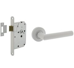 Intersteel deurbeslag set loopslot wit + Deurklink Bastian met rozet wit