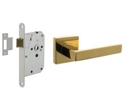 Intersteel deurbeslag set loopslot wit + Deurklink Hera PVD messingkleur