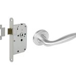 Intersteel deurbeslag set loopslot wit + Deurklink Jupiter rvs