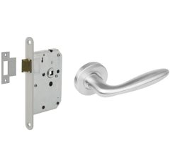 Intersteel deurbeslag set loopslot wit + Deurklink Jupiter rvs