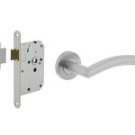 Intersteel deurbeslag set loopslot wit + Deurklink Lisa 90° rvs