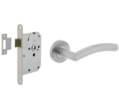 Intersteel deurbeslag set loopslot wit + Deurklink Lisa 90° rvs