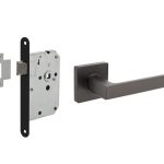 Intersteel deurbeslag set loopslot zwart + Deurklink Hera met rozet antraciet grijs