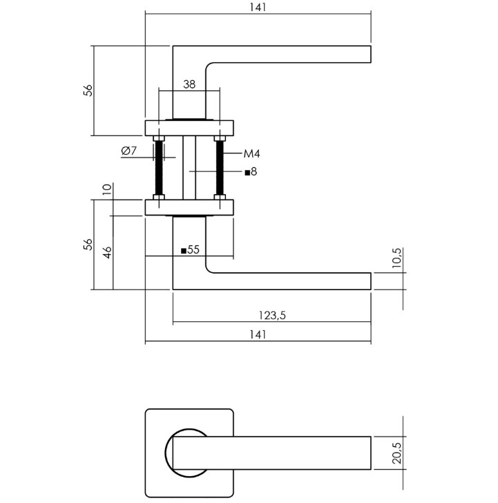 Intersteel deurbeslag set loopslot zwart + Deurklink Hera met rozet zwart - Afbeelding 2