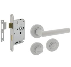 Intersteel deurbeslag set WC-slot 63/8 mm wit + Deurklink Bastian en WC-sluiting wit