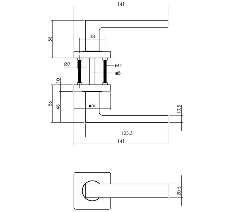 Intersteel deurbeslag set WC-slot 63/8 mm wit + Deurklink Hera en WC-sluiting PVD messingkleur - Afbeelding 2