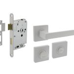 Intersteel deurbeslag set WC-slot 63/8 mm wit + Deurklink Hera en WC-sluiting wit