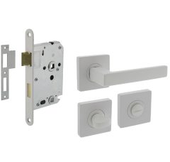 Intersteel deurbeslag set WC-slot 63/8 mm wit + Deurklink Hera en WC-sluiting wit