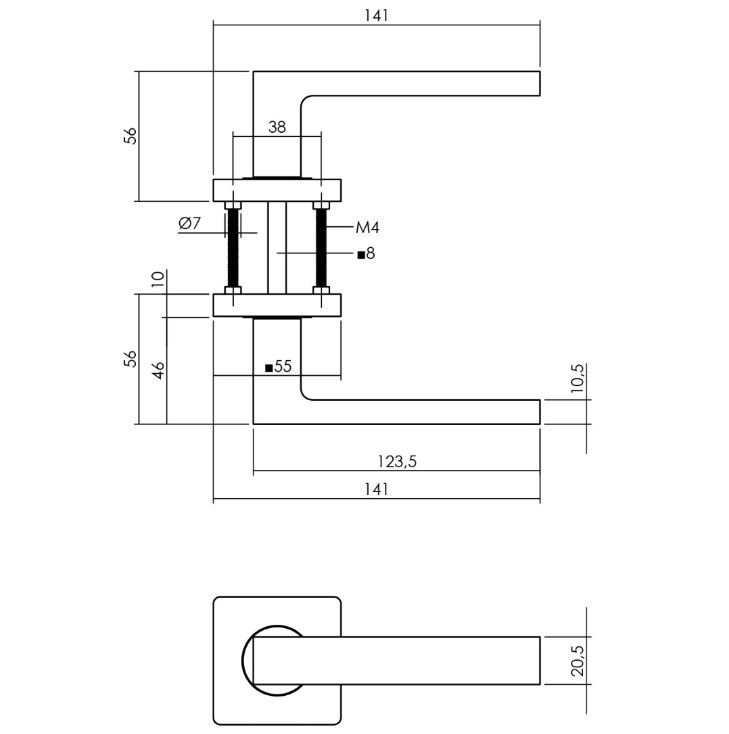Intersteel deurbeslag set WC-slot 63/8 mm wit + Deurklink Hera en WC-sluiting wit - Afbeelding 2