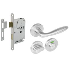 Intersteel deurbeslag set WC-slot 63/8 mm wit + Deurklink Jupiter en WC-sluiting rvs