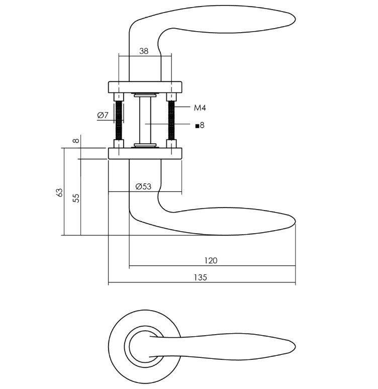 Intersteel deurbeslag set WC-slot 63/8 mm wit + Deurklink Jupiter en WC-sluiting rvs - Afbeelding 2