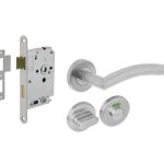 Intersteel deurbeslag set WC-slot 63/8 mm wit + Deurklink Lisa 90° en WC-sluiting rvs