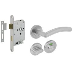 Intersteel deurbeslag set WC-slot 63/8 mm wit + Deurklink Lisa 90° en WC-sluiting rvs