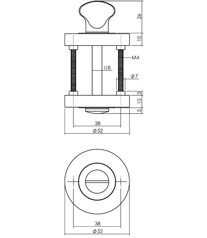 Intersteel deurbeslag set WC-slot 63/8 mm zwart + Deurklink Bastian rond en WC-sluiting antraciet grijs - Afbeelding 3