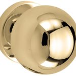 Knopkruk op geveerd rozet Kogel 50mm/Vivo messing ongelakt