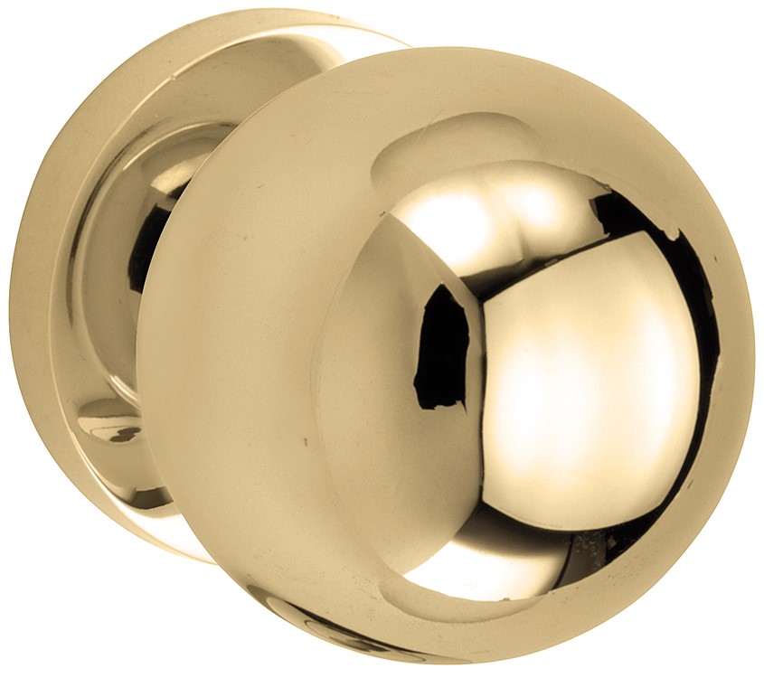 Knopkruk op geveerd rozet Kogel 50mm/Vivo messing ongelakt