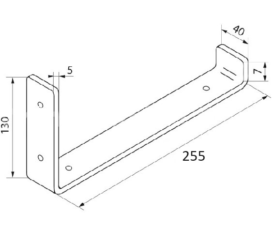 Plankdrager LOFT 255x130 mm mat zwart - Afbeelding 2