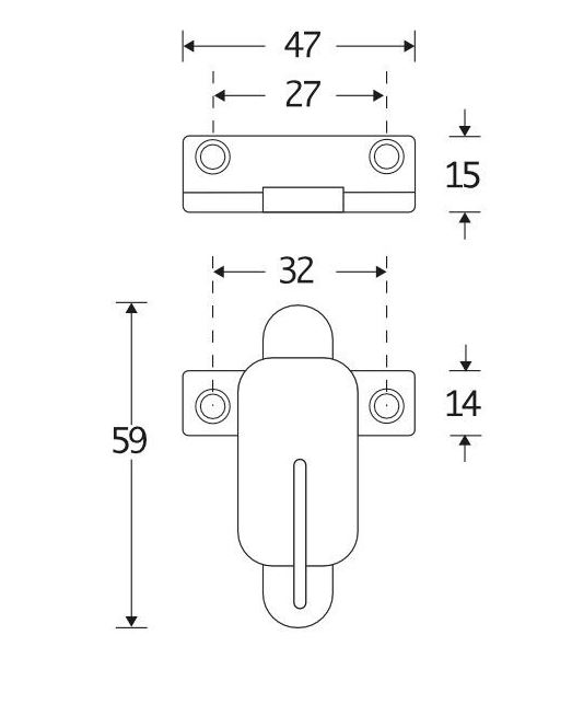 Raamknip Elegant met sluitplaat messing ongelakt - Afbeelding 2