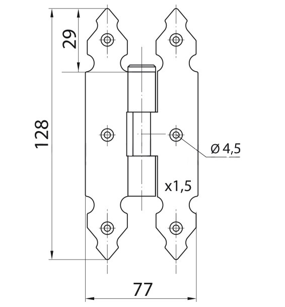 Scharnier zwart 128x77 mm - Afbeelding 2