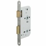 Nemef toilet-badkamer slot 644 DIN links WC72/8 met afgeronde voorplaat rvs geborsteld