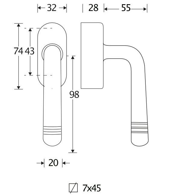 SKG2 Draaikiepgarnituur afsluitbaar Art-Deco/Elegant messing ongelakt - Afbeelding 2
