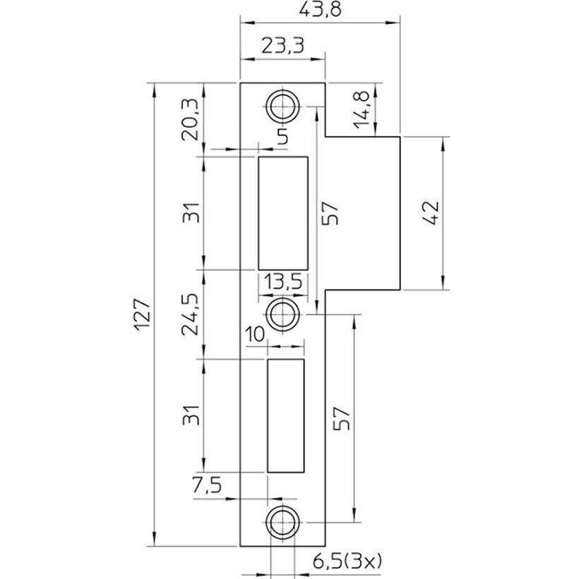 247WOOD Freesmal sluitplaat 127x23 rechts - Afbeelding 2