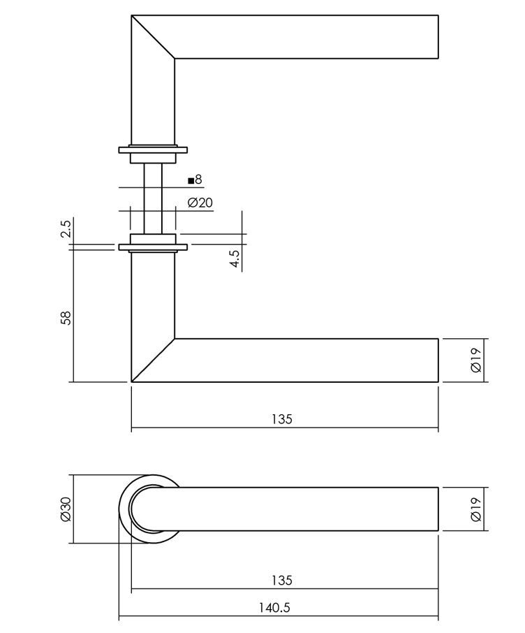 Intersteel enkele deurklink Jura met platte ronde rozet zelfklevend ø30mm rvs - Afbeelding 2