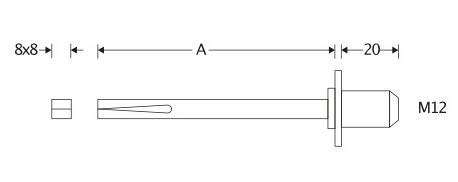 Wisselstift draaibaar 8x8x100mm M12 - Afbeelding 2