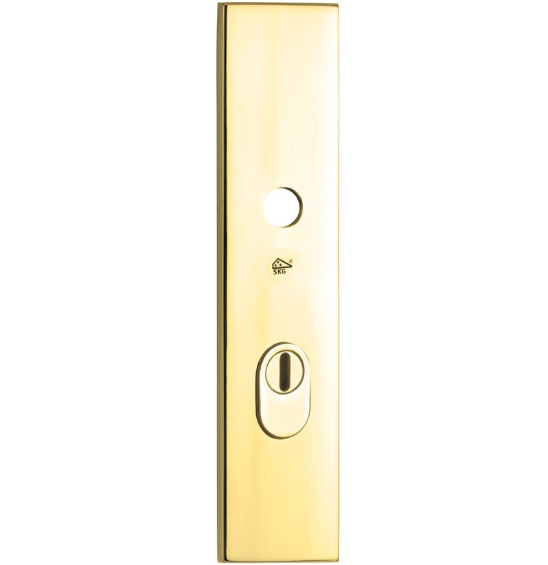 SKG3 rechthoekig schild PC92 buiten met kerntrekbeveiliging messing ongelakt