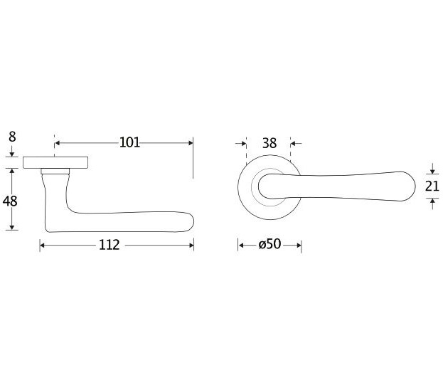 Deurklink op geveerd rozet Linea/Vivo messing antiek - Afbeelding 2