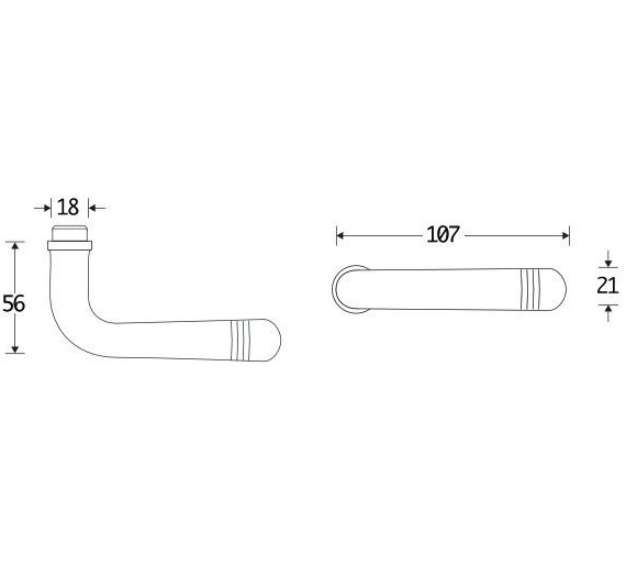Deurklink Art-Deco messing antiek - Afbeelding 2
