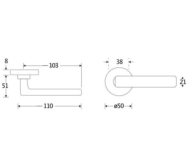 Deurklink op geveerd rozet Padania/Vivo messing antiek - Afbeelding 2