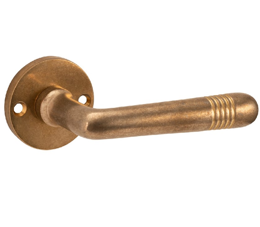 Deurklink op ongeveerd rozet Art-Deco/Elegant messing antiek