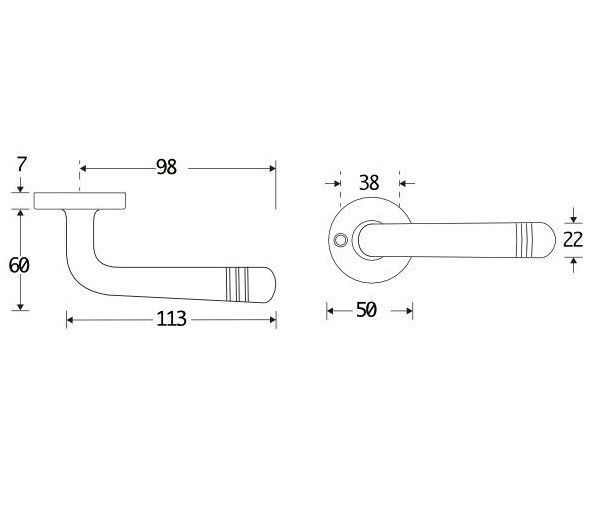 Deurklink op ongeveerd rozet Art-Deco/Elegant messing antiek - Afbeelding 2